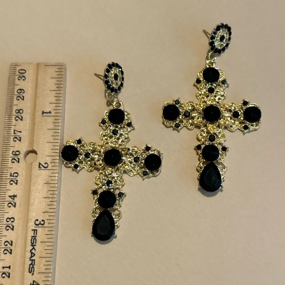 Vintage cross earrings N1159